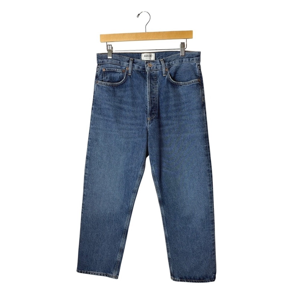 Agolde 90s Crop Jeans Women 28 Blue NWOT Button Fly High Rise Straight Leg Denim - Picture 2 of 10